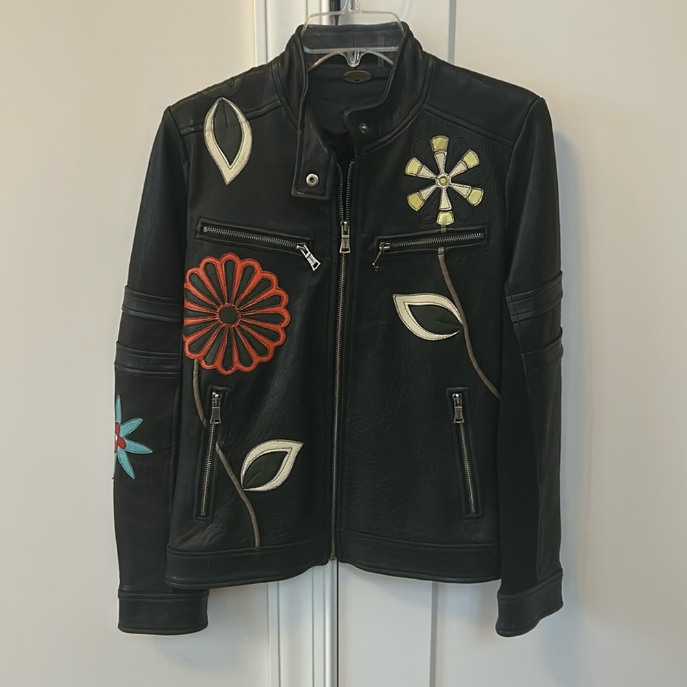 EUC Leather Front/Fabric Back Moto Jacket (sz L)